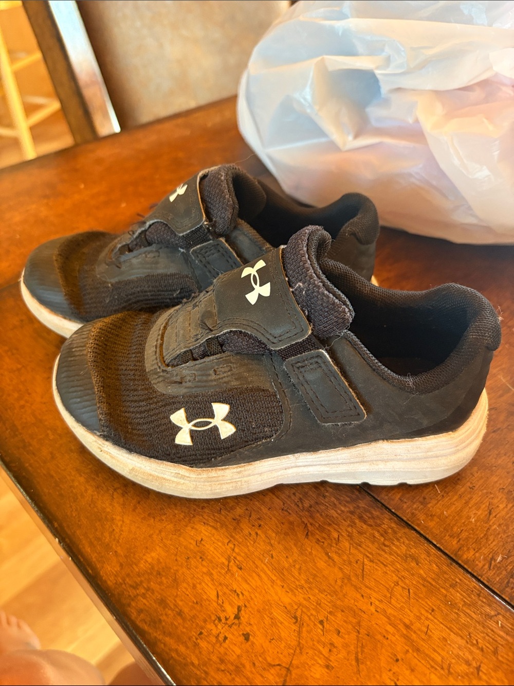 Under Armour Black Kids' Athletic Sneakers with White Logo